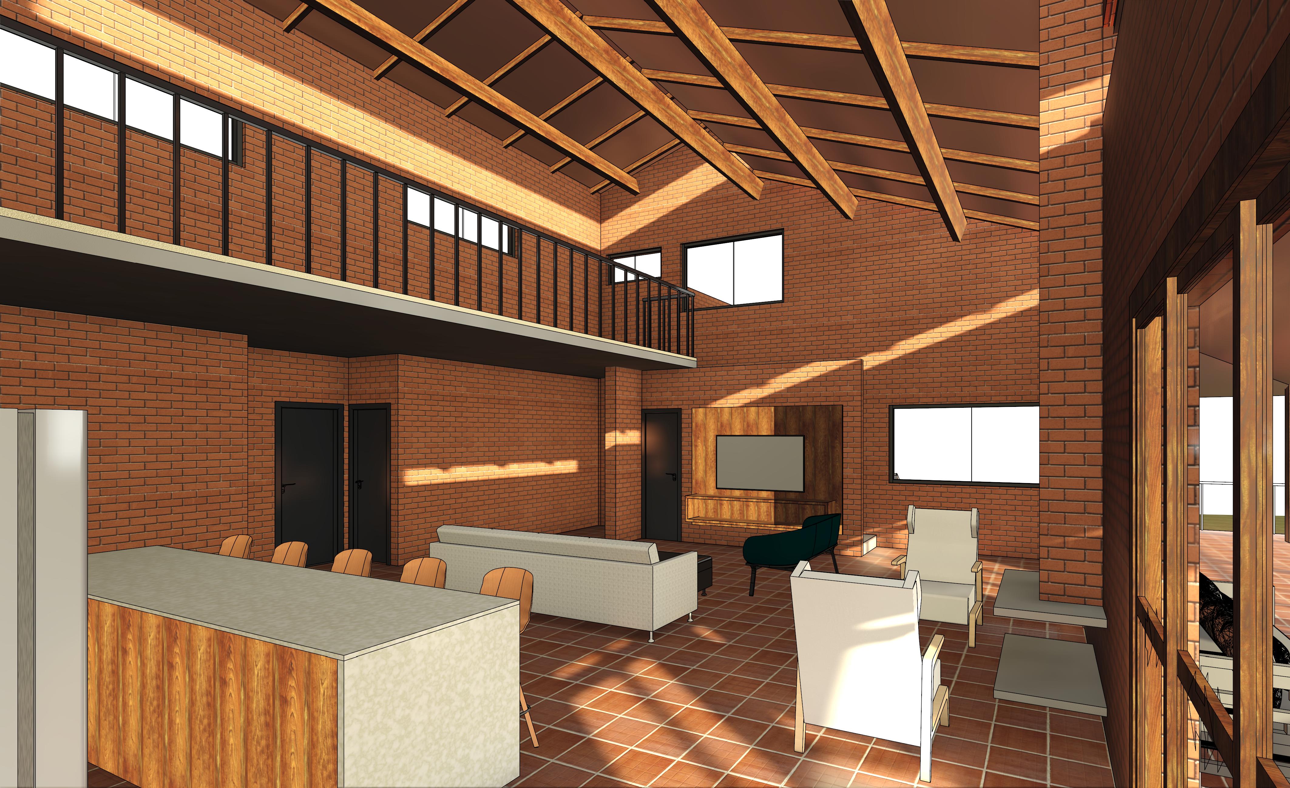 Projeto Casa de Campo - Lareira e TV